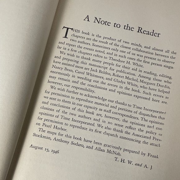 Thunder Out Of China By Theodore H. White And Annalee Jacoby. 1946 Book - Picture 8 of 11